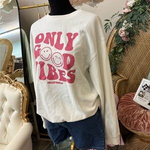 White and Pink Graphic Women's Top